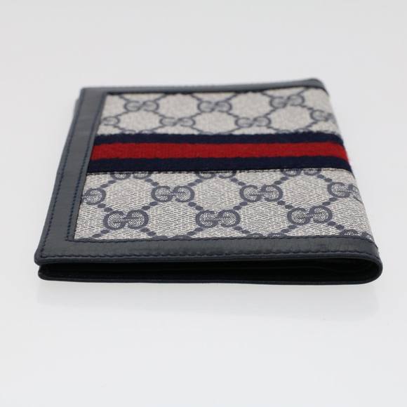 GUCCI GG Canvas Sherry Line Pass Case PVC Leather Gray Red Navy Auth ar9606 - Picture 3 of 16